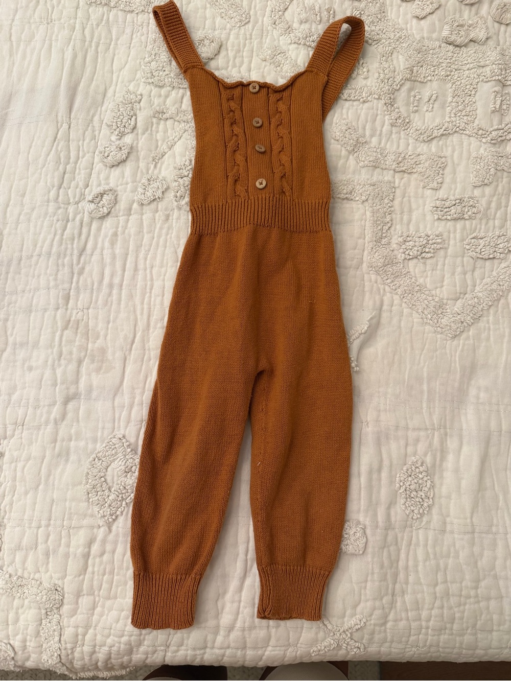 Fin & Vince Rust Knit Suspender Jumpsuit 2/3
